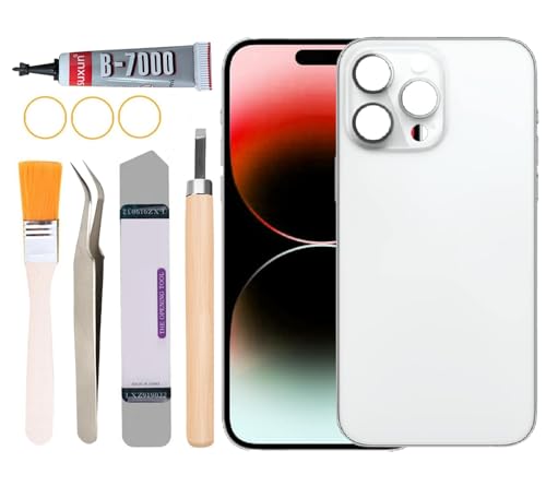 Yuntunele Back Glass Replacement for iPhone 14 Pro Max All Carriers with Professional Repair Tool Kit (White)