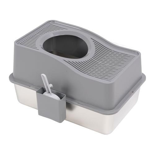 Arenero para gato semiencerrado acero inoxidable y plástico miniatura 4