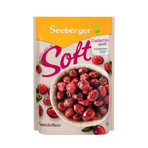 Seeberger Soft-Cranberries gesüßt 13er Pack: Große, fruchtig-weiche Cranberries aus Kanada - zum Naschen, Snacken und Verfeinern - getrocknet, pasteurisiert & ungeschwefelt, vegan (13 x 125 g)