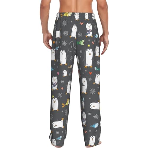 Mens Pajama Pants Bottoms with Pockets, funny penguin Comfort Pj Lounge Pants Soft Sleep Pants for Men3