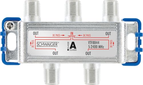 Schwaiger 9505 4-fach Sat-Verteiler für Satelliten- und Kabelfernsehen