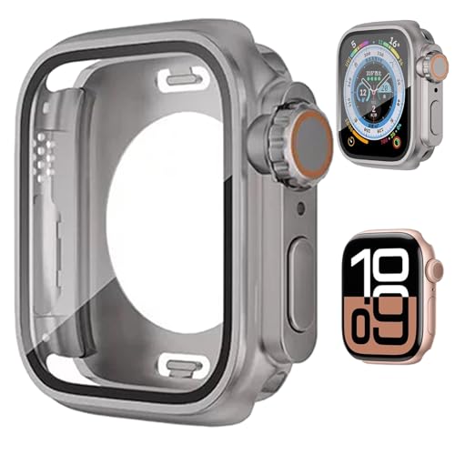 FINEEN アップルウォッチ カバー Series 11/10/9/8/7/SE3/SE2/SE/6/5/4 41mm 対応 360°防水 数秒でUltra一体型 PC+防水ガラス素材 高透過率 日本旭硝子材 耐衝撃 高感度 Apple Watch カバー 46mm/45mm/44mm/42mm/41mm/40mm(Series 9/8/7,41mm,チタンゴールド)（Amazon）