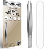 DUROX Precision Tweezers for Eyebrows – Slant Eyebrow Tweezers for Women and Men, Made of Stainless Steel with Fine Slant Tips for Eyebrow and Hair Removal