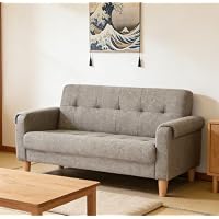 Amazon｜ソファー 2人掛け 幅105cm | ファブリック調 天然木脚 150kg耐