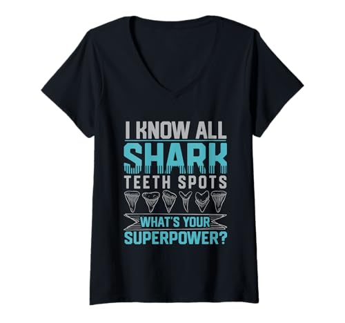 Mujer Tooth Hunting I know all Shark Teeth Collecting Spots Camiseta Cuello V