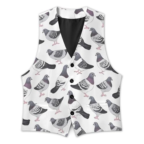 Pigeon Pattern Trendy Vest Suit for Men V Neck Formal Dress Waistcoat Vests Business Slim Fit2