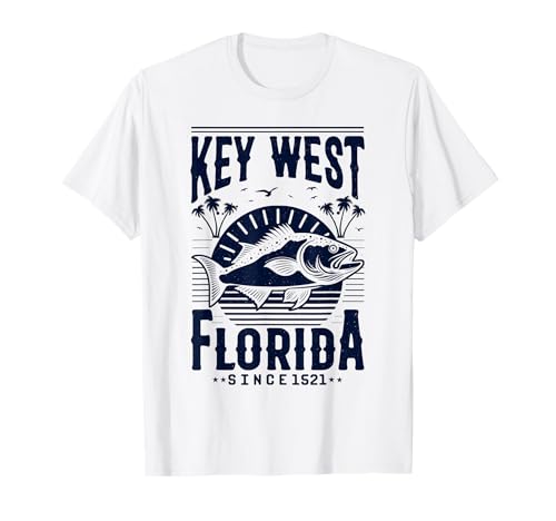Key West Florida Camisa Vintage Fisherman Familia Viaje Pesca Camiseta