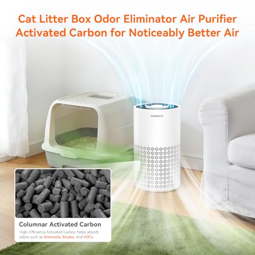 AIRROMI Air Purifier for Bedroom with HEPA 3-in-1 Filter, Pet Air Purifier for Home Cat Pee Smell, Covers Upto 990 Ft², Quiet 360°intake Air Cleaner for pet hair,allergies,pollen,Smoke，A2001 White by AIRROMI - Image 3