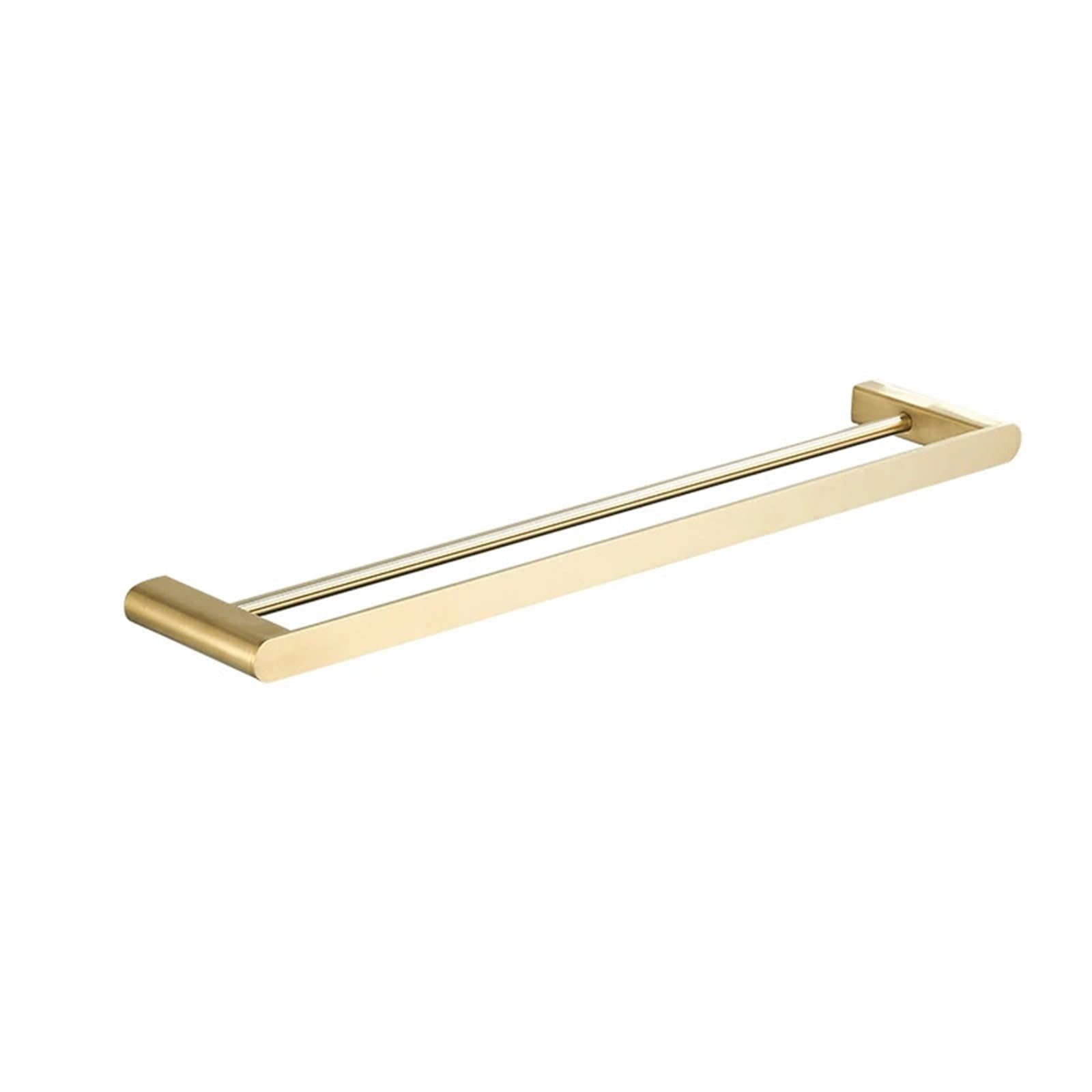 Bathroom towel rail Gold Bathroom Double Towel Holder Stainless Steel Rack Bath Bar Hardware Accessories Grey Black(60cm Brushed Gold)
