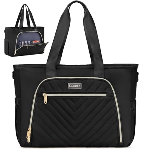 Kuosdaz Teacher Tote Bag for Women 15.6in Laptop Bag Work Bags Nurse Bags Professional Briefcase Computer Purses Handbag Large Utility Tote Messenger Shoulder Bag Black
