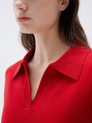 SUUKSESS Women Cashmere Oversized V Neck Pullover Sweaters Long Sleeve Collared Knit Jumper Tops3