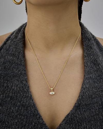 PAVOI 14K Gold Plated Religious Dainty Necklace with Charms - Adjustable Chain Gold Charm Necklace for Women - Small Spiritual Removable Pendants - Cute Cross Star of David Evil Eye Jewelry Gifts2