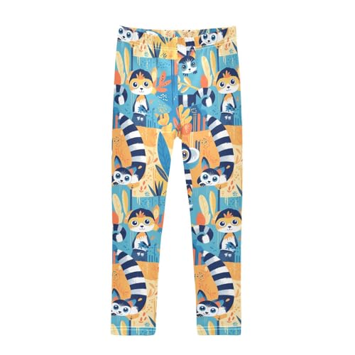 KLL Lemurs Madagascar on Blue Pattern Toddler Girl Active Leggings Soft Full Length Dance Pants Gym