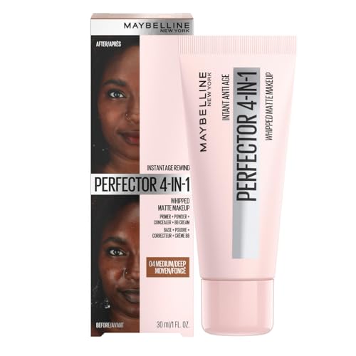 Maybelline New York Perfecteur de Teint Matifiant 4 en 1 Usages Fond de Teint Instant Anti Age Perfector Teinte : 04 MEDIUMDEEP Contenance : 30 ml