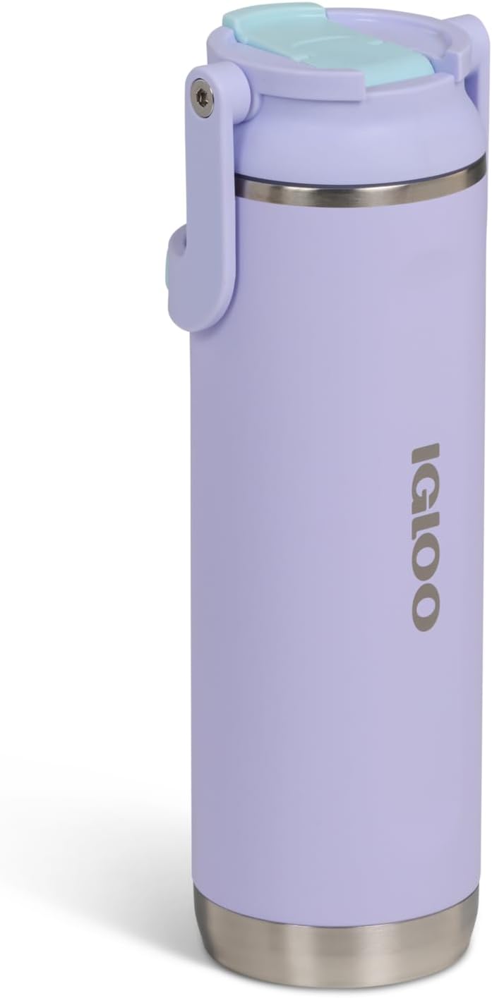 Igloo, 20 oz Sports Sipper, Reusable Travel Mug, Stainless Steel Insulated Hydration Cup for Hot & Cold Beverages, Lilac