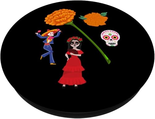 Miniatura 2 de Dia de Los Muertos - PopSockets intercambiables con diseño de caléndula mexicana