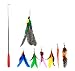 Bascolor Retractable Cat Toys Interactive Feather Teaser Wand Toy with 7 Refills Feathers Birds Worms Catcher for Cats Kitten