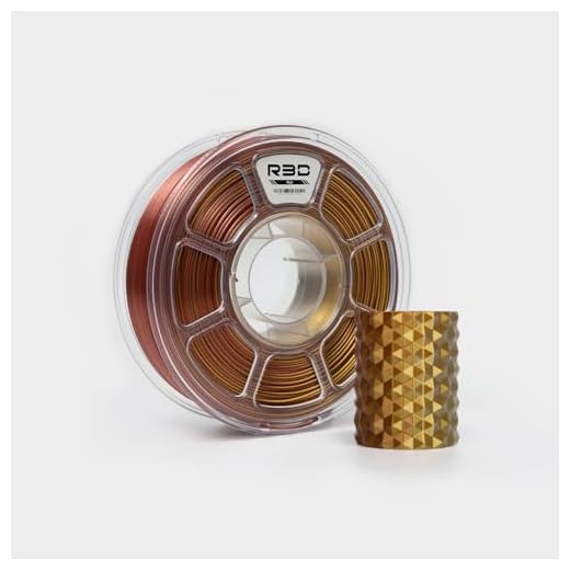 R3D Tri Color Silk PLA Filament, Co-Extrusion 3D Printer Filament 1.75mm, 30-370 mm/s High Speed PLA, Dimensional Accuracy +/- 0.02 mm, 1KG Plastic Spool (Silk Gold-Silver-Copper)