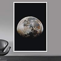Framed Canvas Wall Art Planet Astronomy & Space Bedroom Colorful Contemporary Moon Multicolor Photography - 16x24 inches