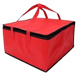 JOINPAYA Bolsa Aislante para Alimentos y Pizza, Cremallera Duradera y Asa Cómoda, Color Rojo, Tamaño 40X40X24 CM, para Conservar Mariscos y Pasteles
