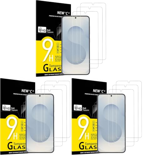 Image of NEW'C 9 Pack Designed for Samsung Galaxy S25 Screen Protector Tempered Glass, Bubble Free, Ultra Resistant