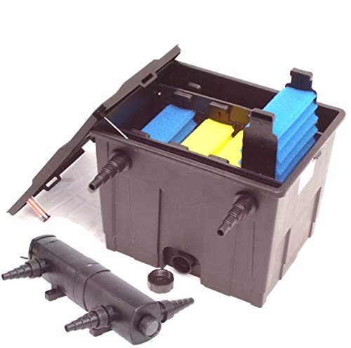 D&L - Filtro esterno per laghetto, filtro dell'acqua, filtro UVC, pompa per laghetto AWZ ECO 12000l + filtro luce UVC da 24 Watt