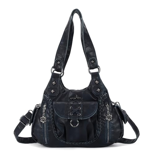 Angel Kiss Small Purses for Women Hobo Shoulder Bags Y2K Vegan Leather Multi-Pocket Handbags Designer Tote Bag with Crossbody Strap,Deep Blue by Angel Kiss - Used condition - US$30.36