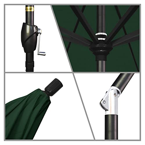 California Umbrella Gspt908302-F08 9' Round Aluminum Market, Crank Lift, Push Button Tilt, Black Pole, Hunter Green Olefin Patio Umbrella, 9-Feet #TOP4