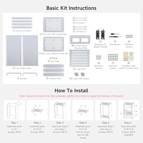 Image of Waveshare HomeRack 8U Server Cabinet Basic Kit, 10inch Desktop All Aluminum Alloy Rack, High Compatibility