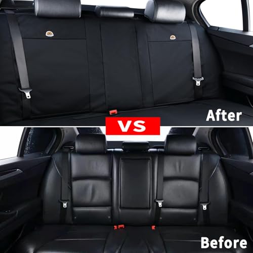Image of Coverado Canvas Universal Car Seat Covers - Rear & Auto Seats Protectors for Kids & Dogs - Fits Most Vehicles Trucks SUVs /Black