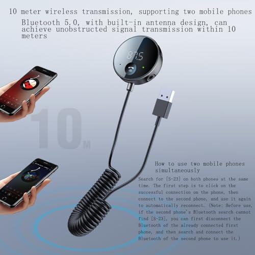 eppfun Bluetooth FM Transmitter for Car, AUX Adapter, Bluetooth Receiver for Car Music/Hands-Free Calls/Stereo Audio - Thumbnail 3