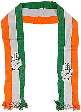 uniq Unisex Cotton Fabric Indian National Congress Party Flag Design Scarf Roto Fatka (Tricolour, 62 Inch)