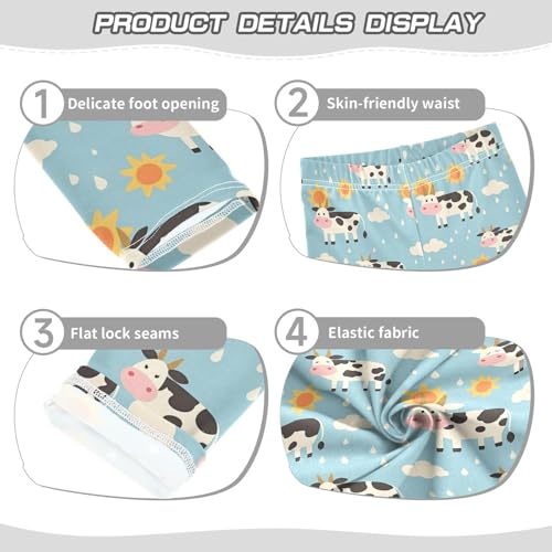 Cute Cow Girls' Leggings Toddler Doodles Clouds Rain Kids Yoga Pants Dance Active Tights 4T3