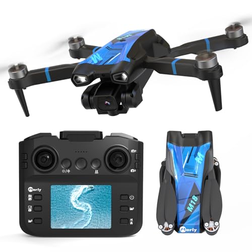 Drohne mit 4K Kamera Mini Drohne Mit LCD Fernbedienung 3D-Rollen Wiederaufladbare LCD-Fernbedienung 3-Geschwindigkeits-Einstellungen RC Quadrocopter Faltbares für Anfänger M18LCD