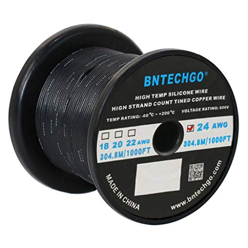 Free Shipping Offer BNTECHGO 24 Gauge Silicone Wire Spool 1000 ft Black Flexible 24 AWG Stranded Tinned Copper Wire Free Shipping Offer BNTECHGO 24 Gauge Silicone Wire Spool 1000 ft Black Flexible 24 AWG Stranded Tinned Copper Wire