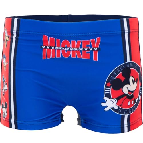 Disney Mickey Maus Kinder Badehose Jungen – Badeshorts in Blau oder Rot – Schwimmhose Gr. 98–128 – Elastisch & schnelltrocknend, Farbe: Blau, Bekleidungsgröße: 128