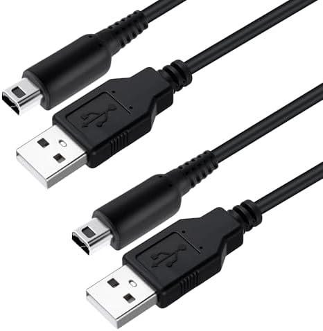 Mcbazel 2 Piezas Cable Cargador USB para Nintendo DS, DSi, 3DS, 2DS, Incluyendo las Versiones New y XL - Negro
