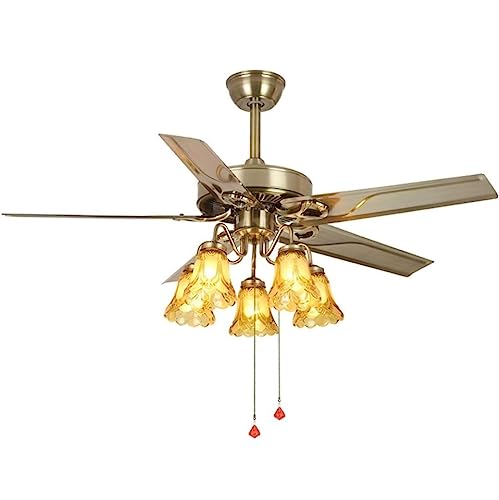 FENGJISUN Ventilador De Techo Cocina Ventilador De Techo Hierro, Lámpara Araña Estilo Europeo Para El Hogar, Hoja Para Sala Estar, Restaurante Exteriores Interiores(48inch)