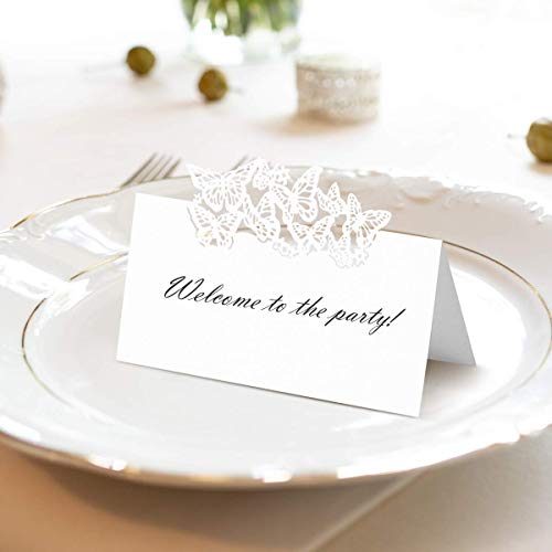 Tischkarten 100 stück Perlweiss Schmetterling Platzkarten für Hochzeiten Trauerfeiern Meetings Präsentationen 12 * 9cm