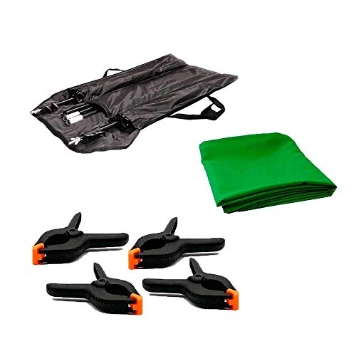 Kit Fundo Chroma Key Verde Oxford 1,5m x 2m com Suporte de 2m x 2m e Grampos