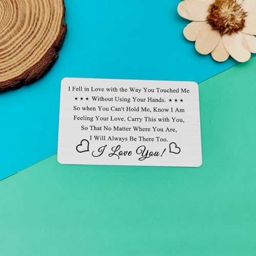 Couple Gifts for Boyfriend Girlfriend Anniversary Wallet Card Long Distance Relationship Gifts Husband Gift from Wife Valentines Day Christmas Birthday Gifts Deployment Gifts Metal Wallet Card2