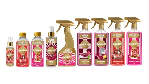 Image of Fabulosa All-in-One General Household Cleaning Bundle, Cleaners and Fresheners, Antibacterial Sprays and concentrated Disinfectants, Long Lasting Fragrance, 9 Pack, Juicy Pop
