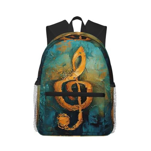 Sac à dos de travail classique noir avec imprimé musique pour ordinateur portable et voyage