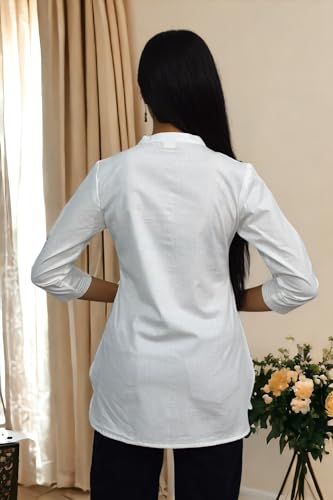 Image of JAIPUR HAND BLOCK Women's Pintuck Plain Short Cotton Kurti|Top STYLE-S91