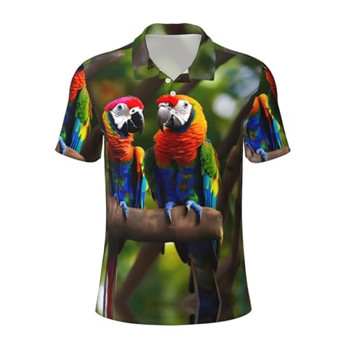 Polo respirant homme à motif perroquets pour le bureau et les voyages