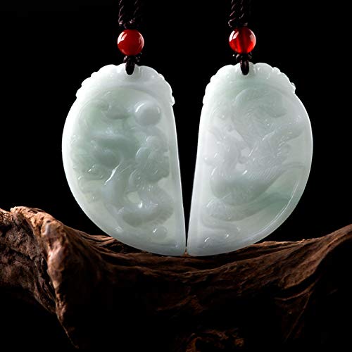 Collier Feng Shui Dragon en jade véritable et cristal avec cordon noir ajustable