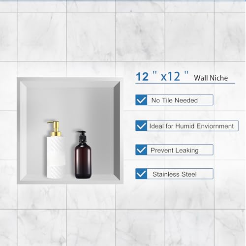 BWE 12" x 12" x 4" Stainless Steel Shower Niche, White by BWE - Used condition - Image 4