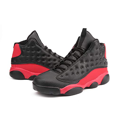 Snail Shop High Upper Basketball Shoes/Sneakers/Men Breathable Sports Shoes/Anti Slip Sport Sneakers (Black,red, Numeric_12)