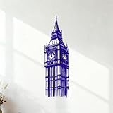 Big Ben, Tour de Londres, dessin à la main Stickers lettrage 37.5x122.1cm Culture du tatouage Bleu foncé