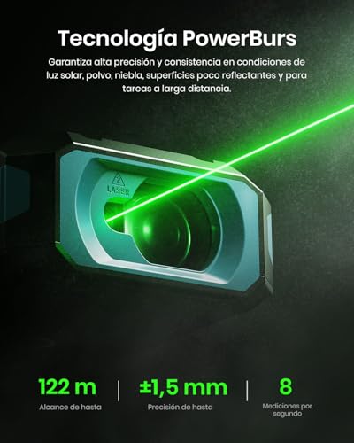 MiLESEEY S50 Metro Laser con Rayo Verde, 120 m Medidor Laser, P2P Medidor Laser Distancia, Alineación Láser Lateral, Recargable, 6,1 cm IPS-Display, Interior Exterior - imagen 3